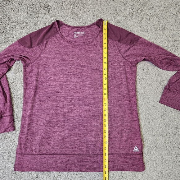 Reebok Womens Purple Work Out Gym Long Sleeve Net Shoulder Design Shirt XL - Picture 8 of 10